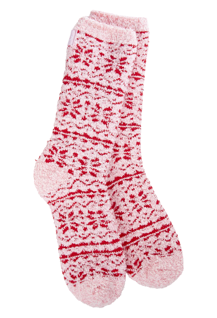 Fair Isle Pink Crew Socks