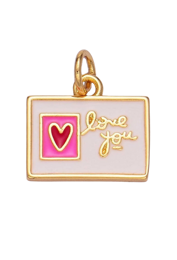 Love You Post Card Charm