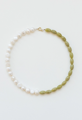 Blair Necklace - Pearl & Peridot Beaded Necklace