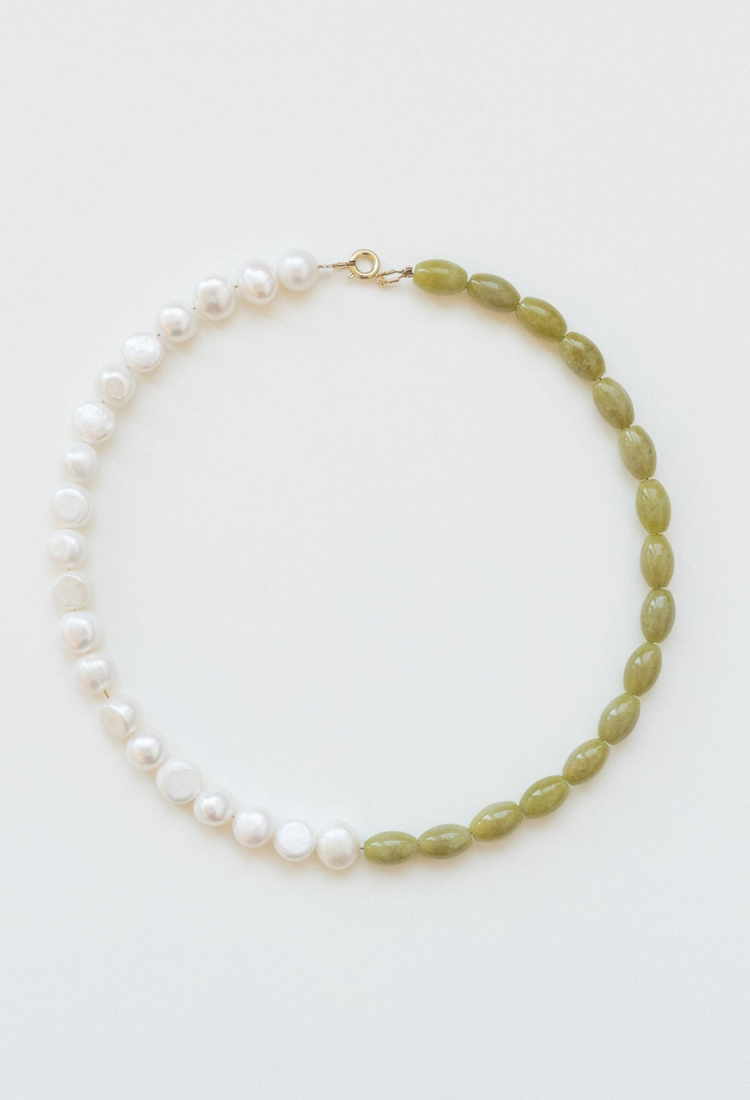 Blair Necklace - Pearl & Peridot Beaded Necklace