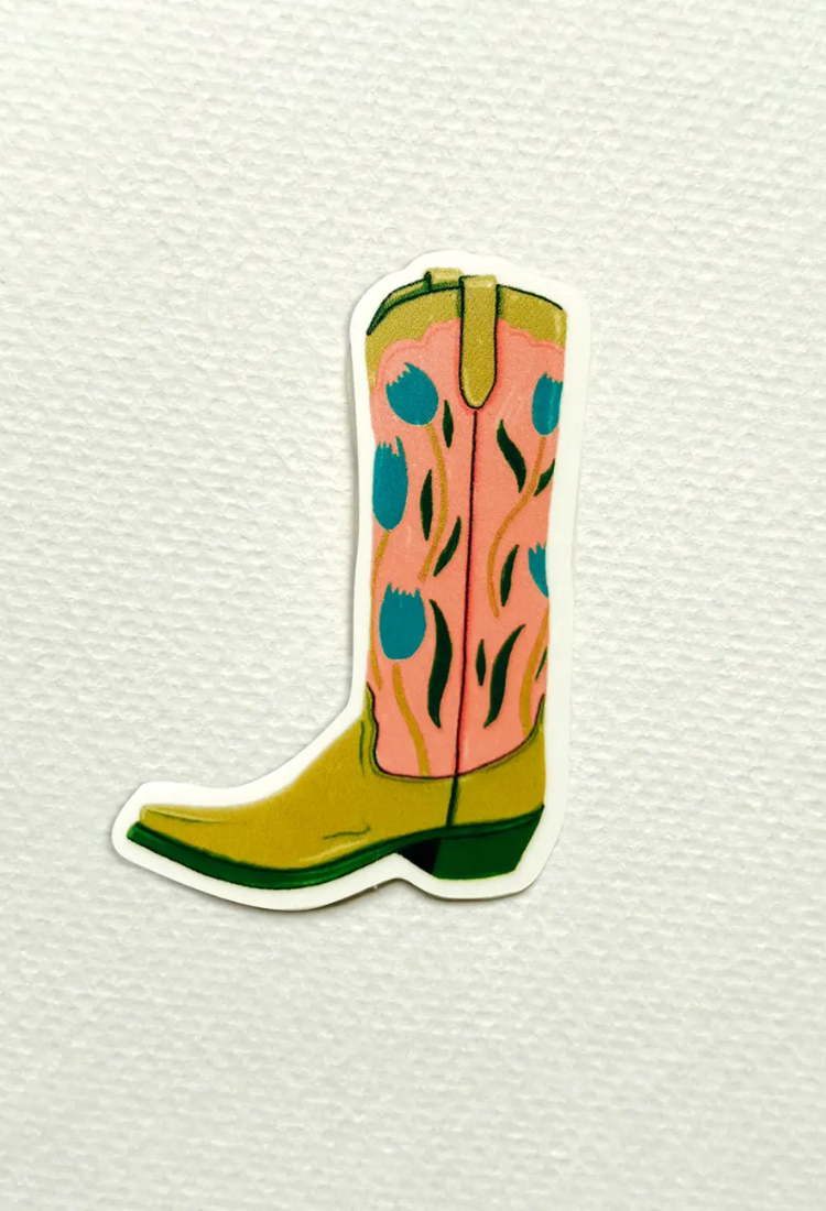 Floral Western Cowgirl Boot Sticker