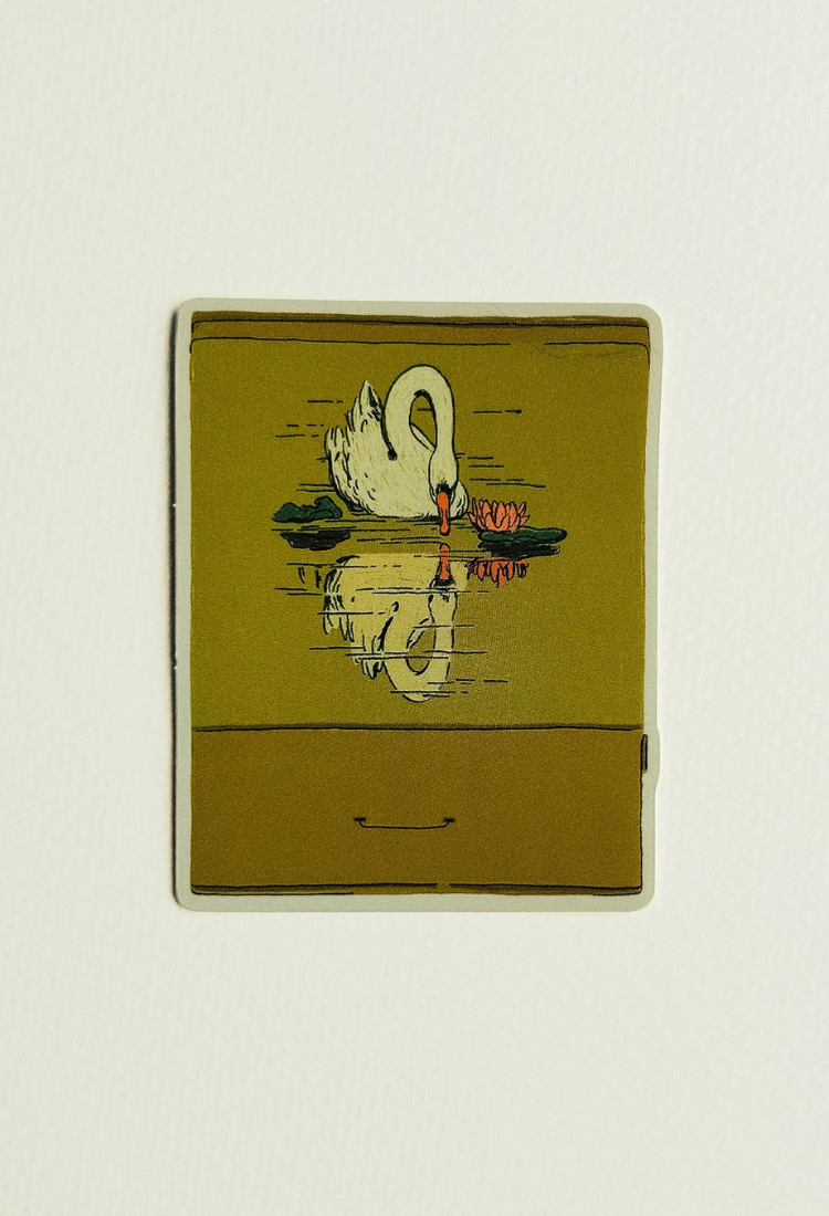 Vintage Swan Matchbook Sticker