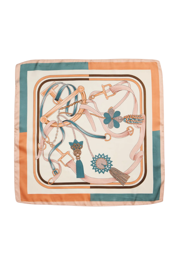 Equestrian-Inspired Silk-Feel Square Scarf