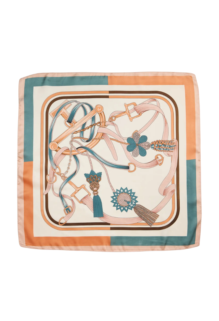 Equestrian-Inspired Silk-Feel Square Scarf