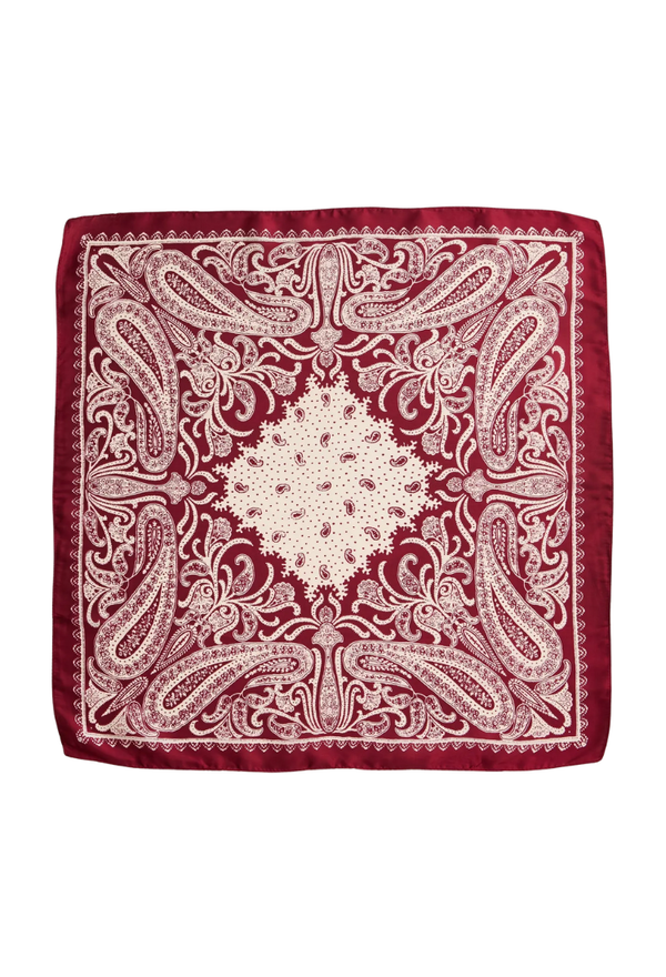 Silk-Feel Burgundy Paisley Bandana Scarf
