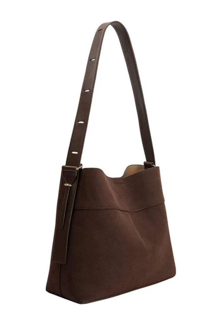 Stormie Espresso Vegan Suede Tote