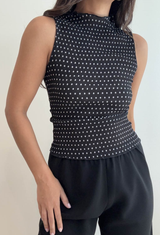 Polka Dot Plisse Top