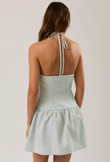 Gingham Sage Mini Dress