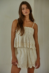 Florence Eyelet Cream Shorts