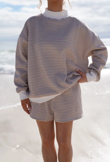 Coconut Striped Mockneck Sweatshirt