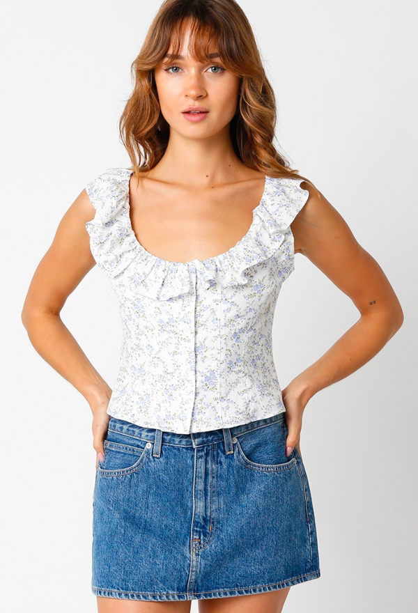 Dainty Florals Ruffle Top