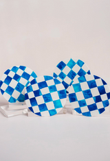 Blue Checkered Reusable Chipboard Coasters - Set of Four