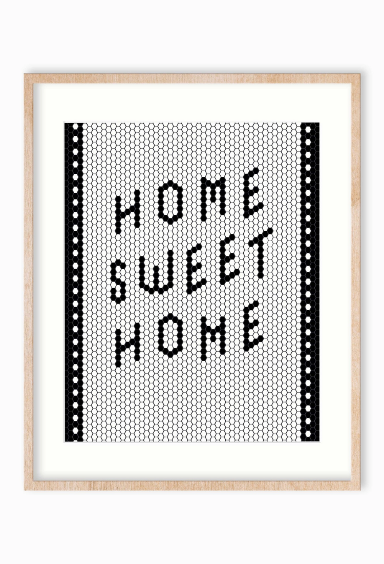 Home Sweet Home Retro Tile Art Print