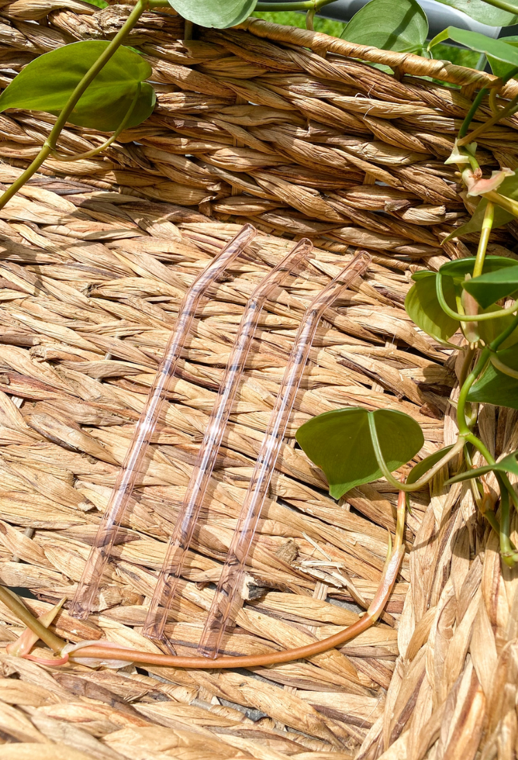 Pink Bent Reusable Glass Straw