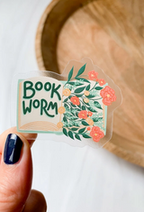 Bookworm Clear Sticker