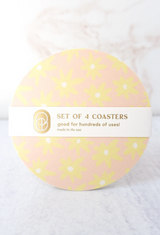 Assorted Flower Power Reusable Chipboard Coasters - Set of Four