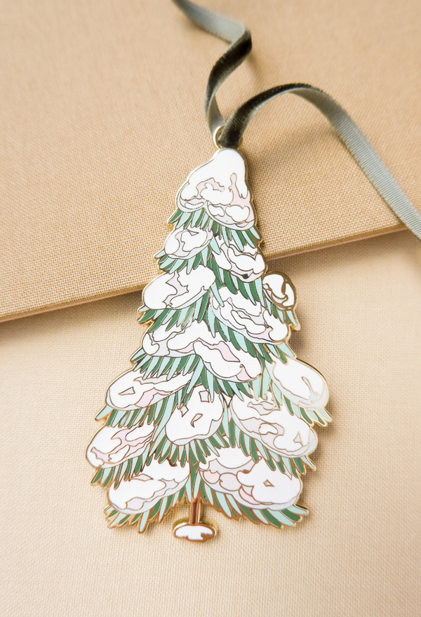 Snowy Boughs Enamel Christmas Tree Ornament