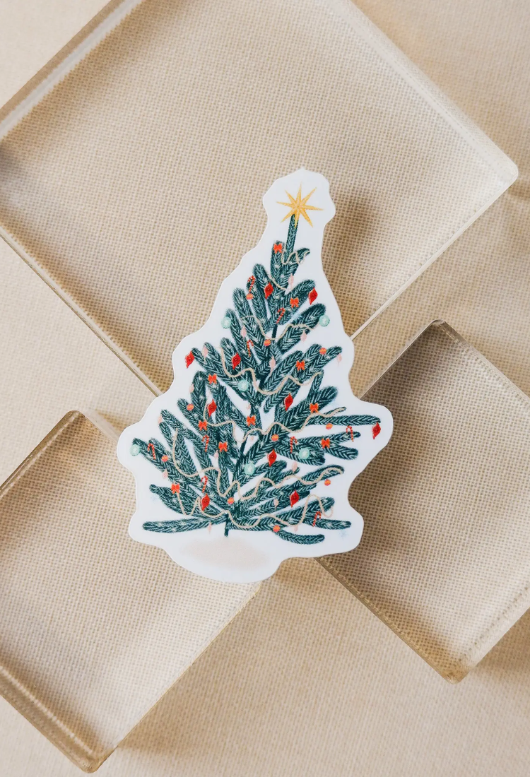 Vintage Christmas Tree Sticker