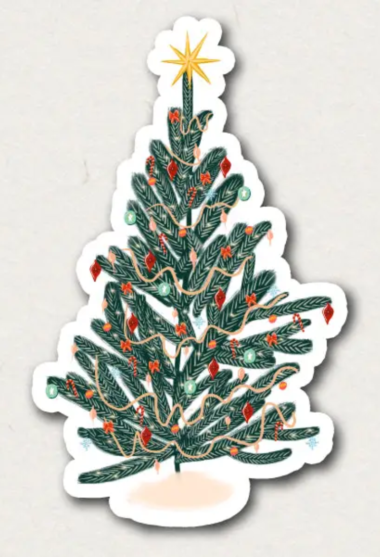 Vintage Christmas Tree Sticker