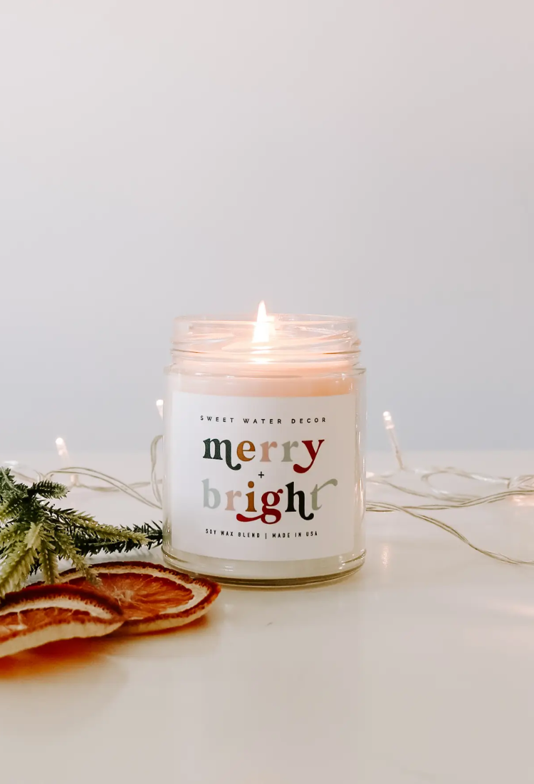 Merry and Bright Soy Candle - Clear Jar - 9 oz
