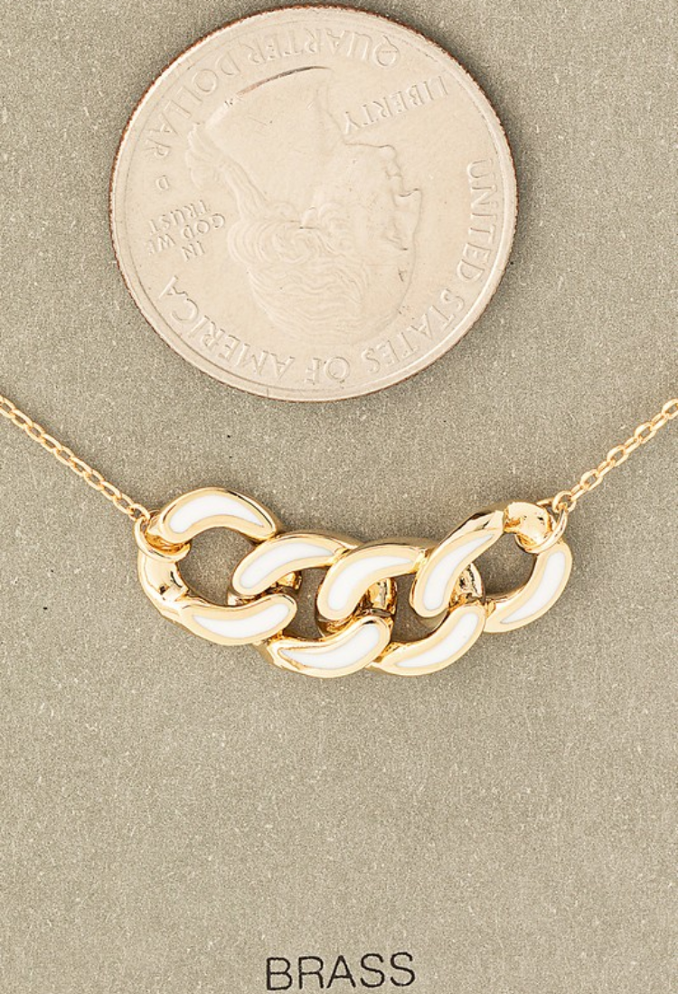 Enamel Chain Link Charm Necklace