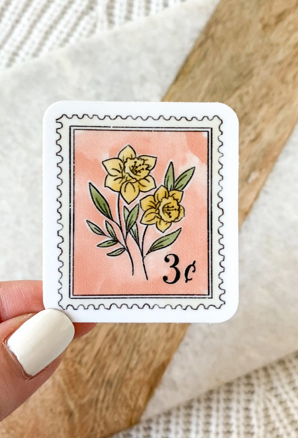 Pink Floral Stamp Sticker