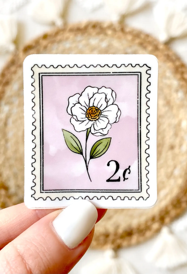 Purple Floral Stamp Sticker