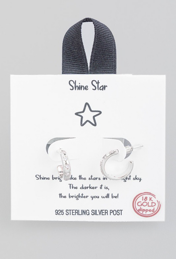 Silver Star Hoop Earrings