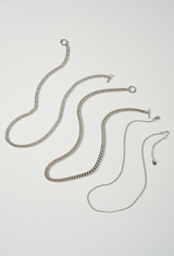 Simple Chain Silver Necklace Set