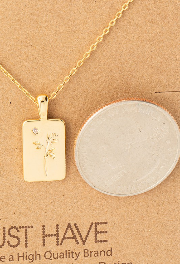 Gold Stamped Flower Necklace